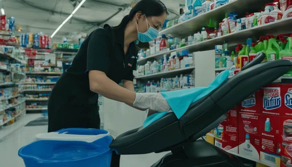 Massage chair disinfection using antibacterial wipes