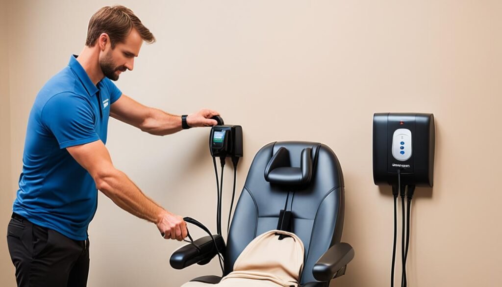 disconnecting power cord for massage chair preparation
