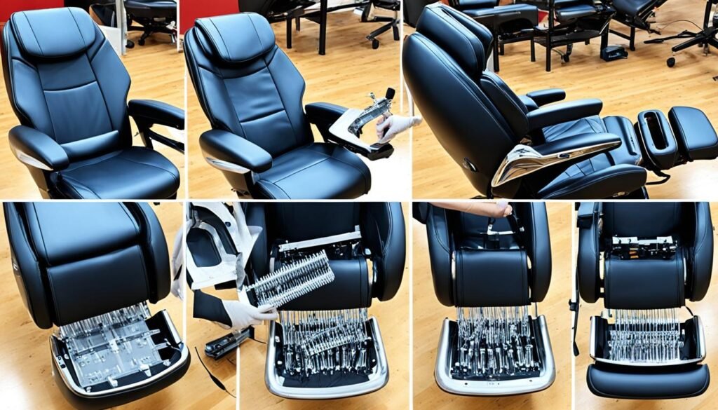 removing cotter pins and bolts from cozzia massage chair footrest