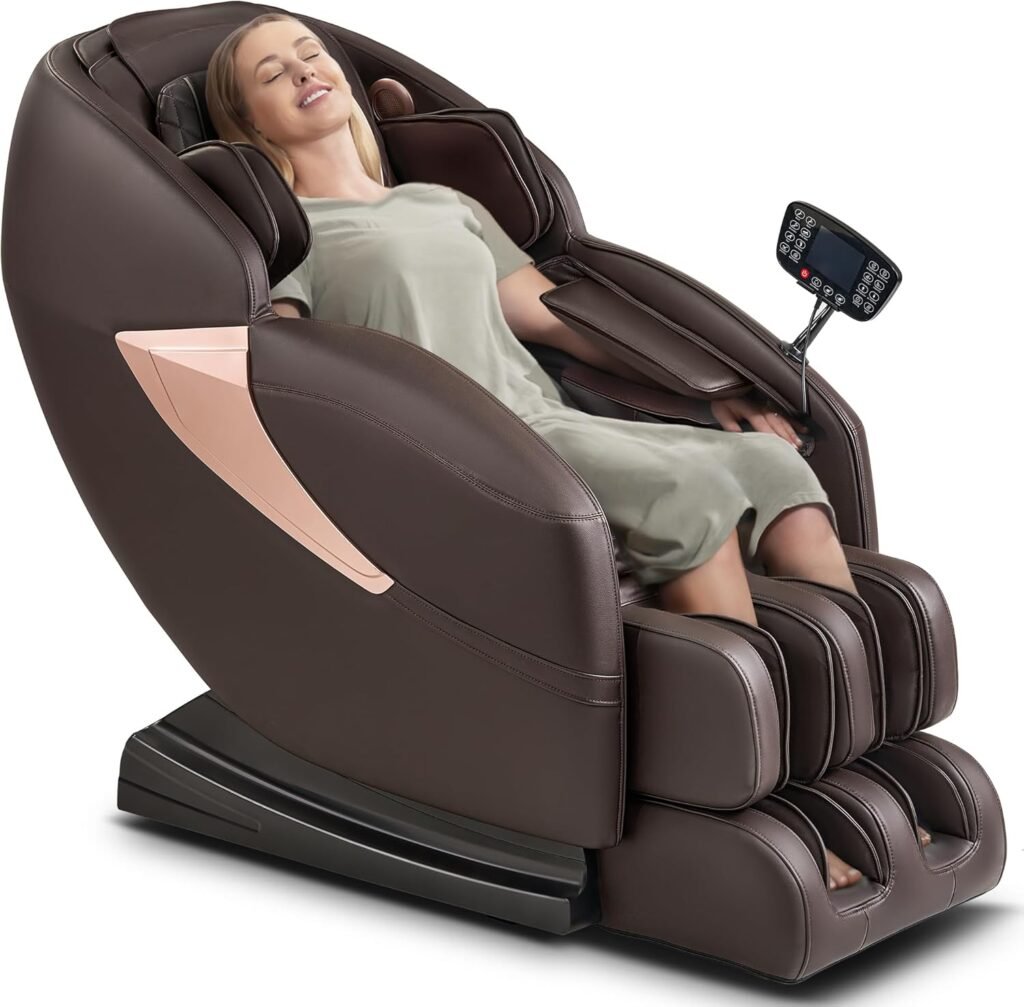 2023 Massage Chair Full Body, Shiatsu Zero Gravity Massage Chair with Fully Assembled, LCD Screen, Lower Back and Calf Heating, Air Compression, Brown, MU-C212 2023 Massage Chair Full Body, Shiatsu Zero Gravity Massage Chair with Fully Assembled, LCD Screen, Lower Back and Calf Heating, Air Compression, Brown, MU-C212