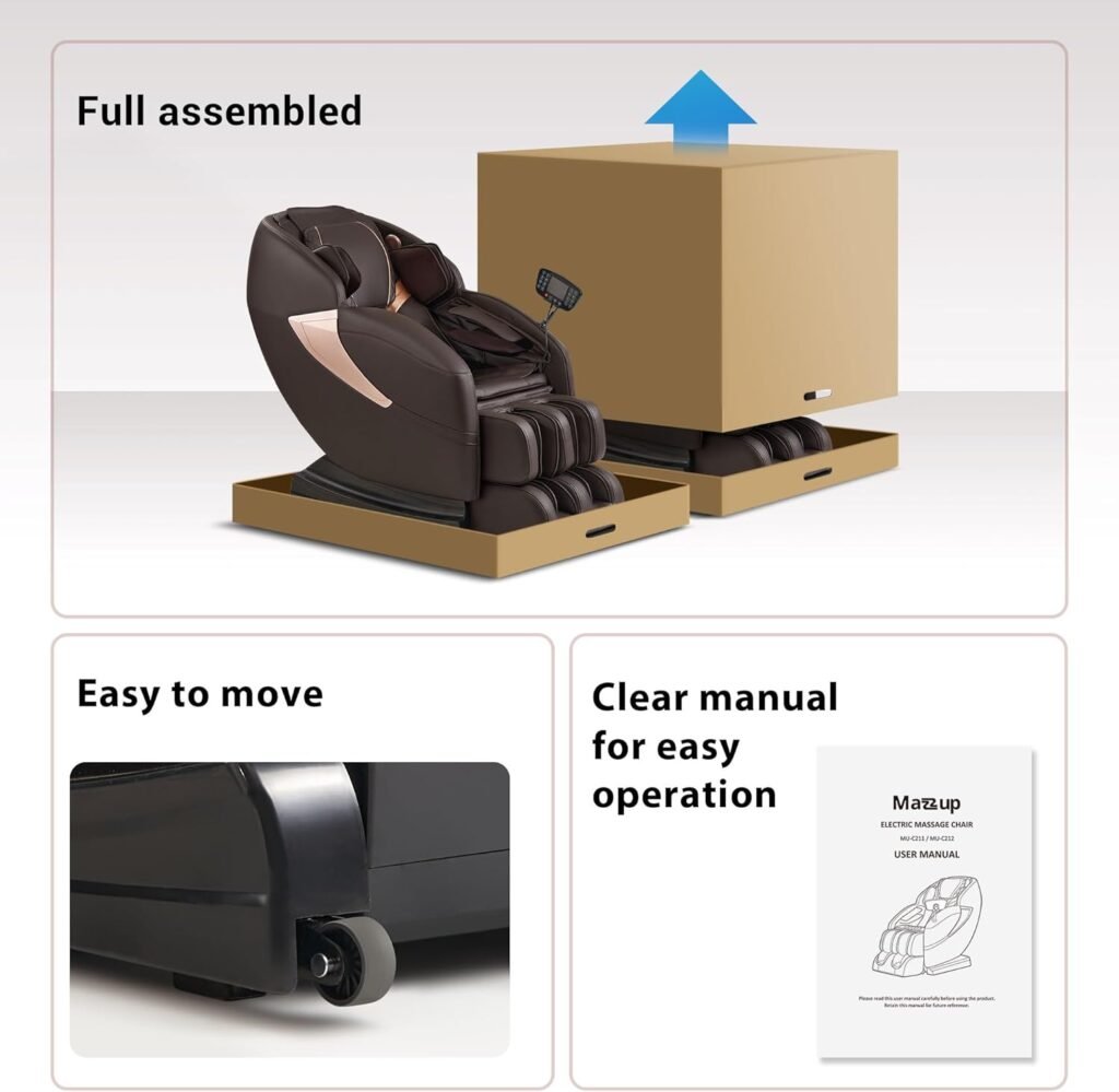 2023 Massage Chair Full Body, Shiatsu Zero Gravity Massage Chair with Fully Assembled, LCD Screen, Lower Back and Calf Heating, Air Compression, Brown, MU-C212 2023 Massage Chair Full Body, Shiatsu Zero Gravity Massage Chair with Fully Assembled, LCD Screen, Lower Back and Calf Heating, Air Compression, Brown, MU-C212