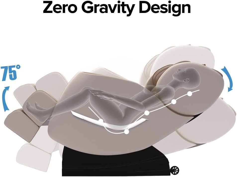 2024 Massage Chair, Full Body Zero Gravity Massage Chair with Auto Modes, 8 Fix Point Rollers, Bluetooth, Foot Massage, Heating Function, Brown and Khaki