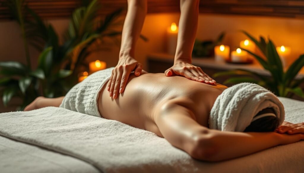 Back massage technique demonstration