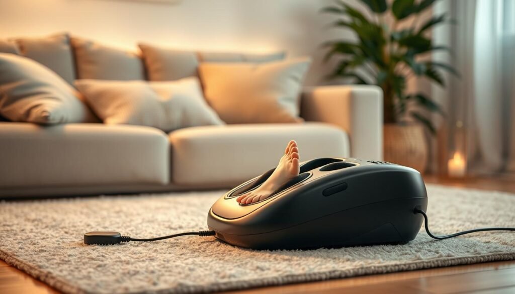 EMS foot massager setup