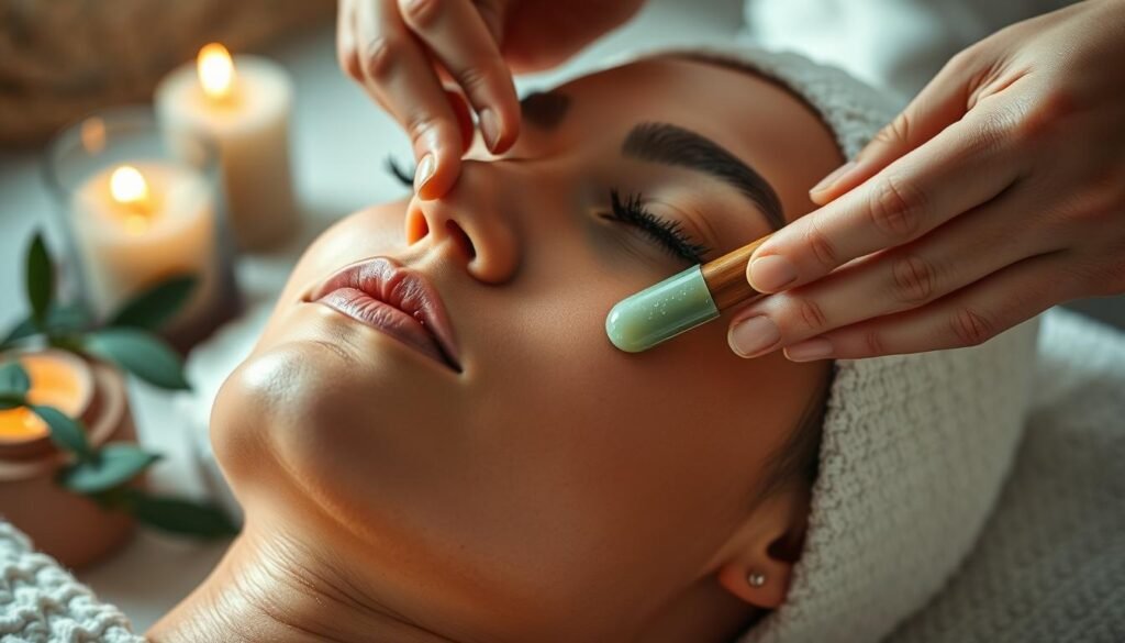 Scraping massage therapy for facial areas