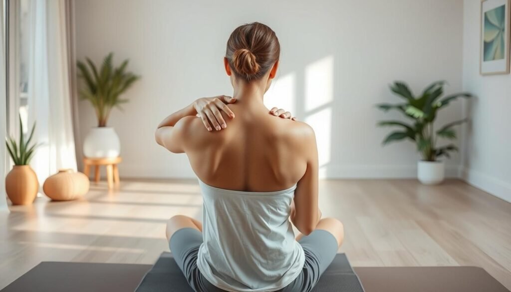 Self-massage for trapezius muscle