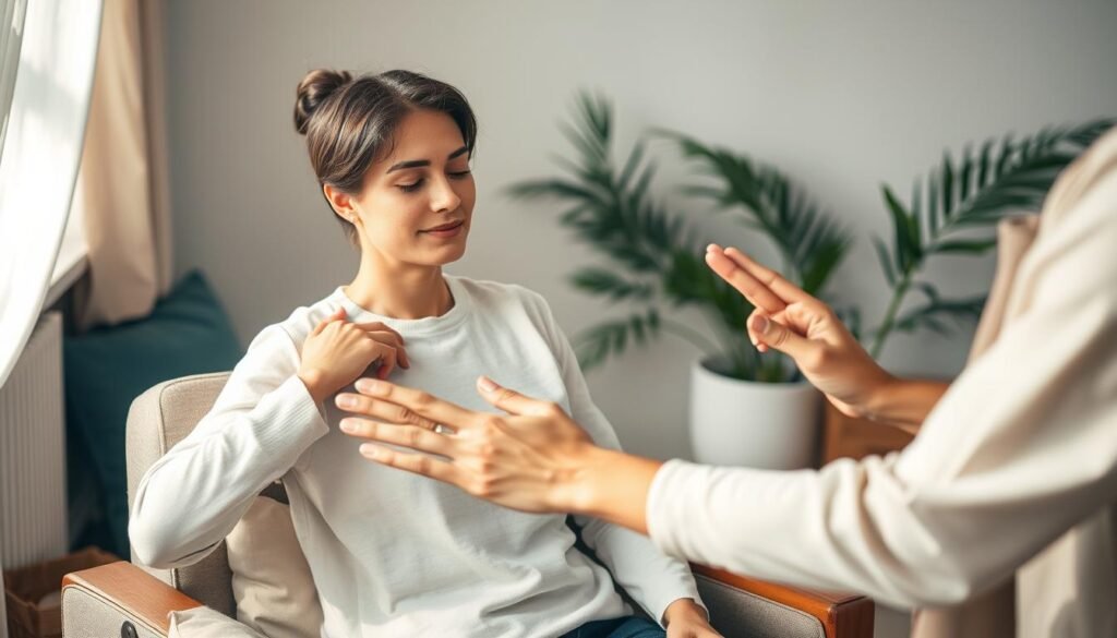 Shoulder blade massage technique demonstration