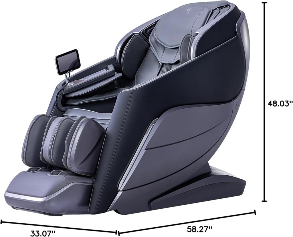 Alfine A710 2025 4D Massage Chair iRest System, Full Body Zero Gravity Recliner with SL Track, AI Control, Heating Shawl, Bluetooth,and Electric Calfrest Extension (Black-Closed Footrest)