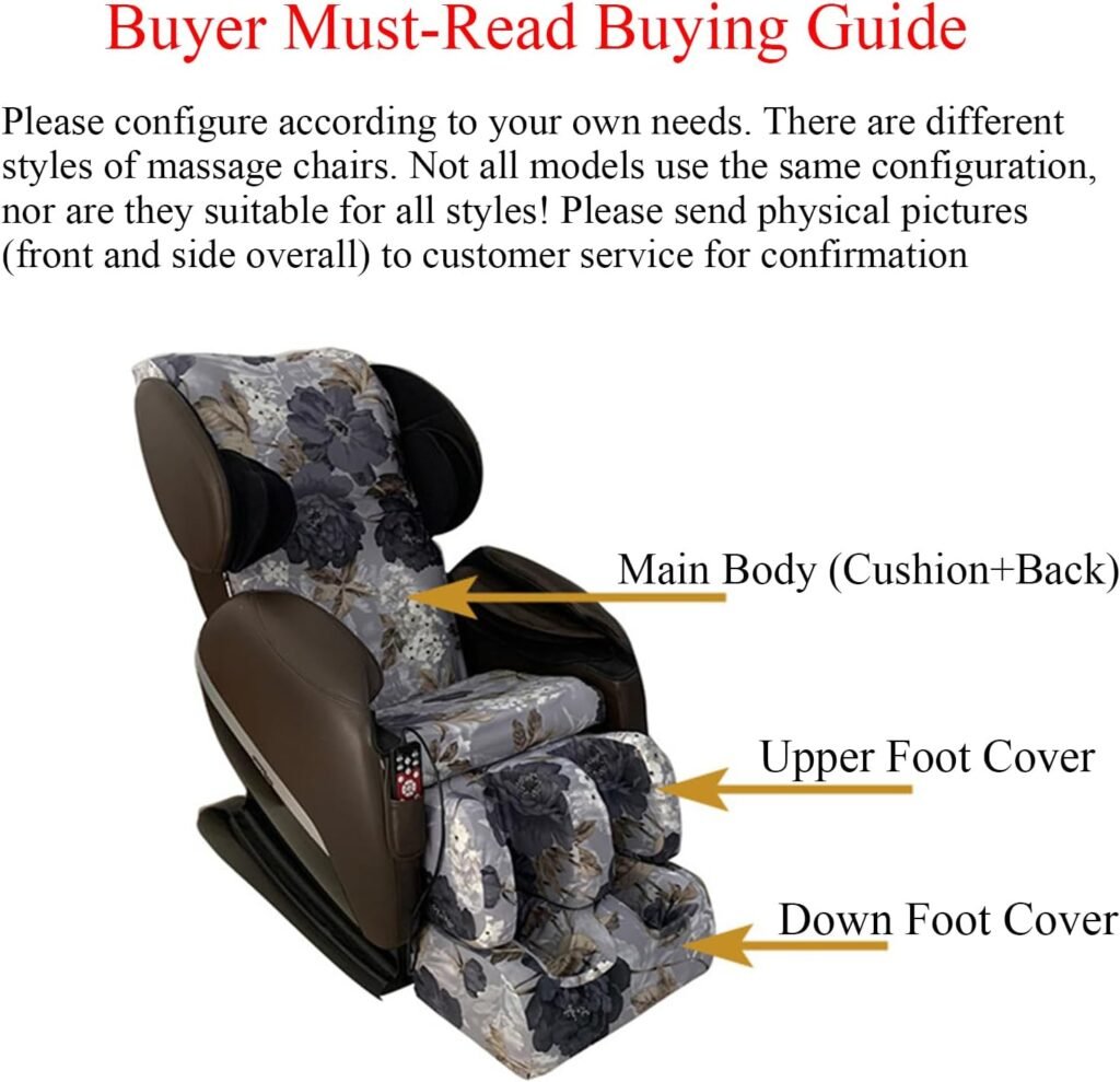EVURU Full Body Shiatsu Massage Chair Cover, Zero Gravity Chair Cover Furniture Covers Cover Washable Stretch Fabric Massage Chair Cover (Gray, Package 1)