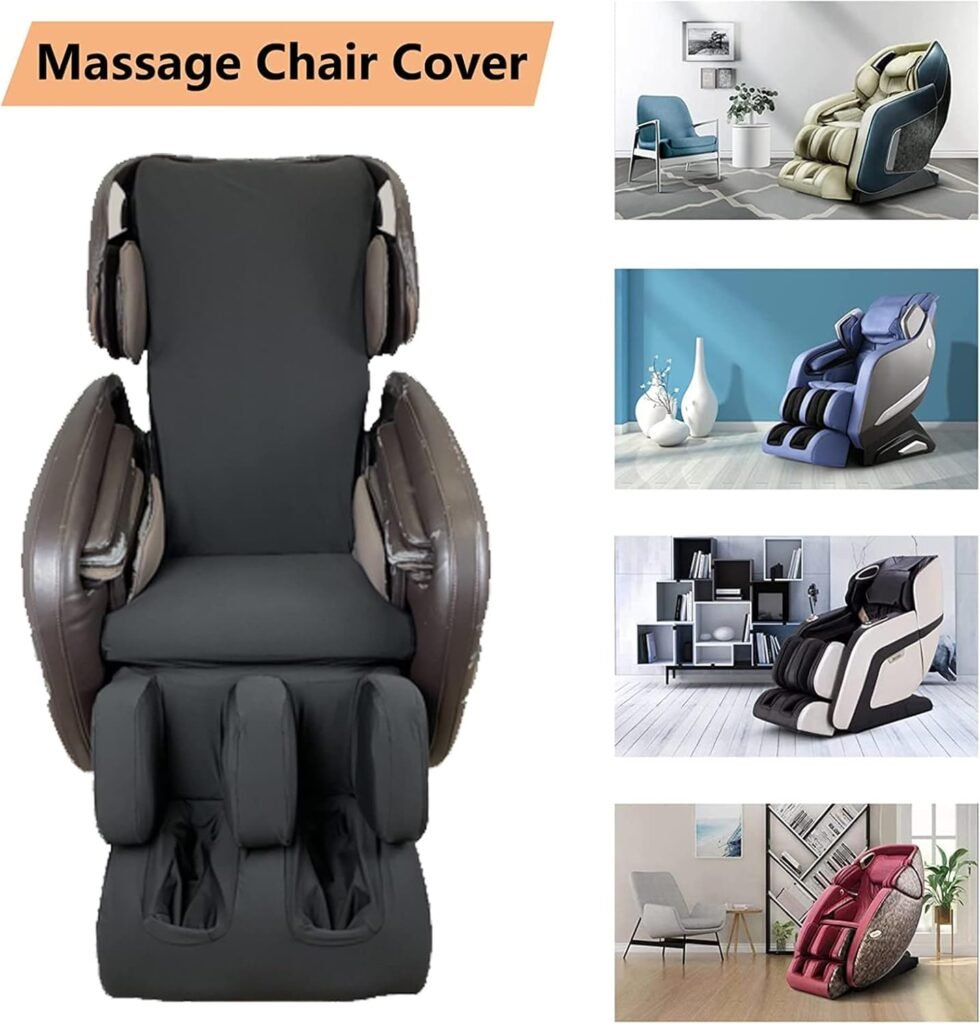 FBKPHSS Full Body Shiatsu Massage Chair Cover, Dust Protection Massage Chair Cover Stretch Fabric Zero Gravity Recliner Chair Cover for All Types of Massage Chairs,Black,Full Body