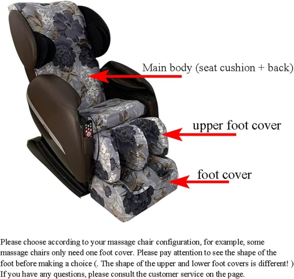 Full Body Massage Chair Cover, Zero Gravity Massage Chair Slipcovers Sunscreen Dustproof Super Soft Stretch Fabric Massage Chair Cover, Machine Washable,Main body+foot cover 1+2