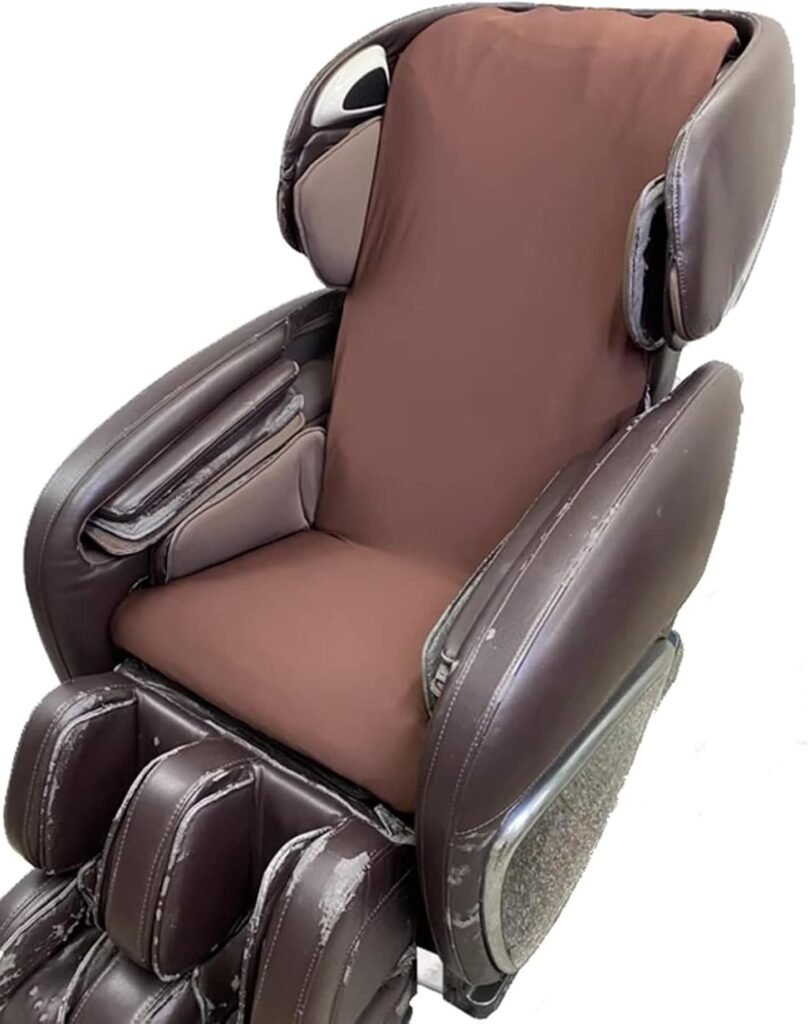 Full Body Shiatsu Massage Chair Cover, Zero Gravity Single Recliner Chair Dustproof Protector Cover Sweat-Resistant and Wear-Resistant Slipcovers,Brown,Upper Body