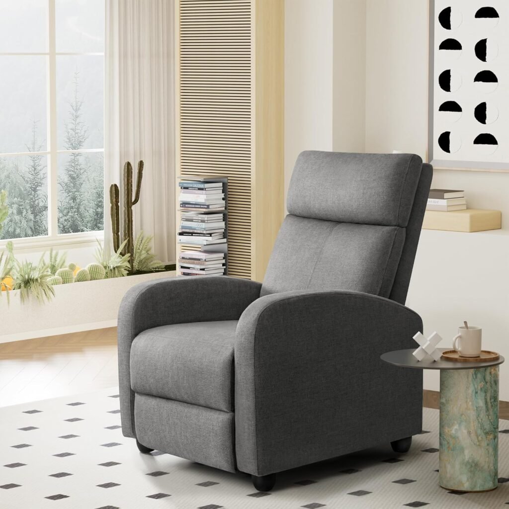 Furniwell Massage Recliner Chair for Living Room Adjustable PU Leather Reclining Chair Home Theater Seating Modern Winback Single Sofa for Adults with Footrest (Leather, Black)