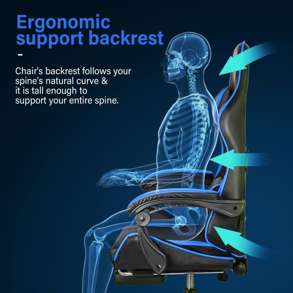Gaming Chair, Backrest and Seat Height Adjustable Swivel Recliner Racing Office Computer Ergonomic Video Game Chair with Footrest and Lumbar Support, Red/Black