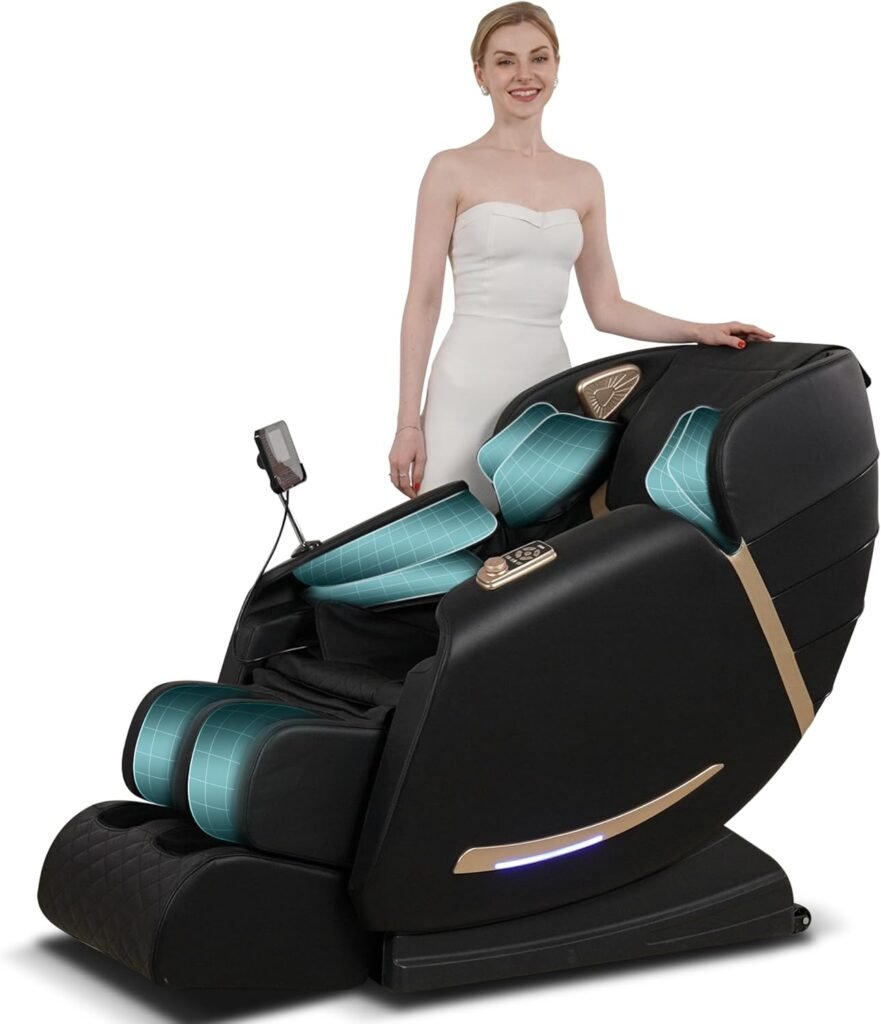 GOWE Full Body Massage Chair with Zero Gravity Recliner,with Two Control Panel: Smart Large Screen Rotary Switch,spot kneading and Heating,Airbag Coverage,Suitable for Home Office
