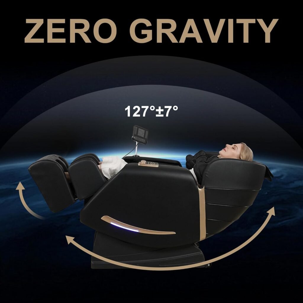 GOWE Full Body Massage Chair with Zero Gravity Recliner,with Two Control Panel: Smart Large Screen Rotary Switch,spot kneading and Heating,Airbag Coverage,Suitable for Home Office