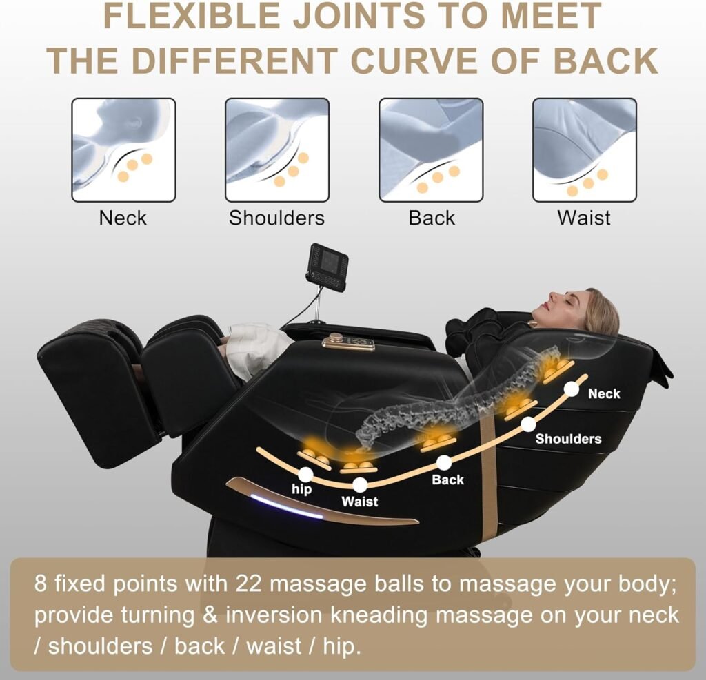 GOWE Full Body Massage Chair with Zero Gravity Recliner,with Two Control Panel: Smart Large Screen Rotary Switch,spot kneading and Heating,Airbag Coverage,Suitable for Home Office