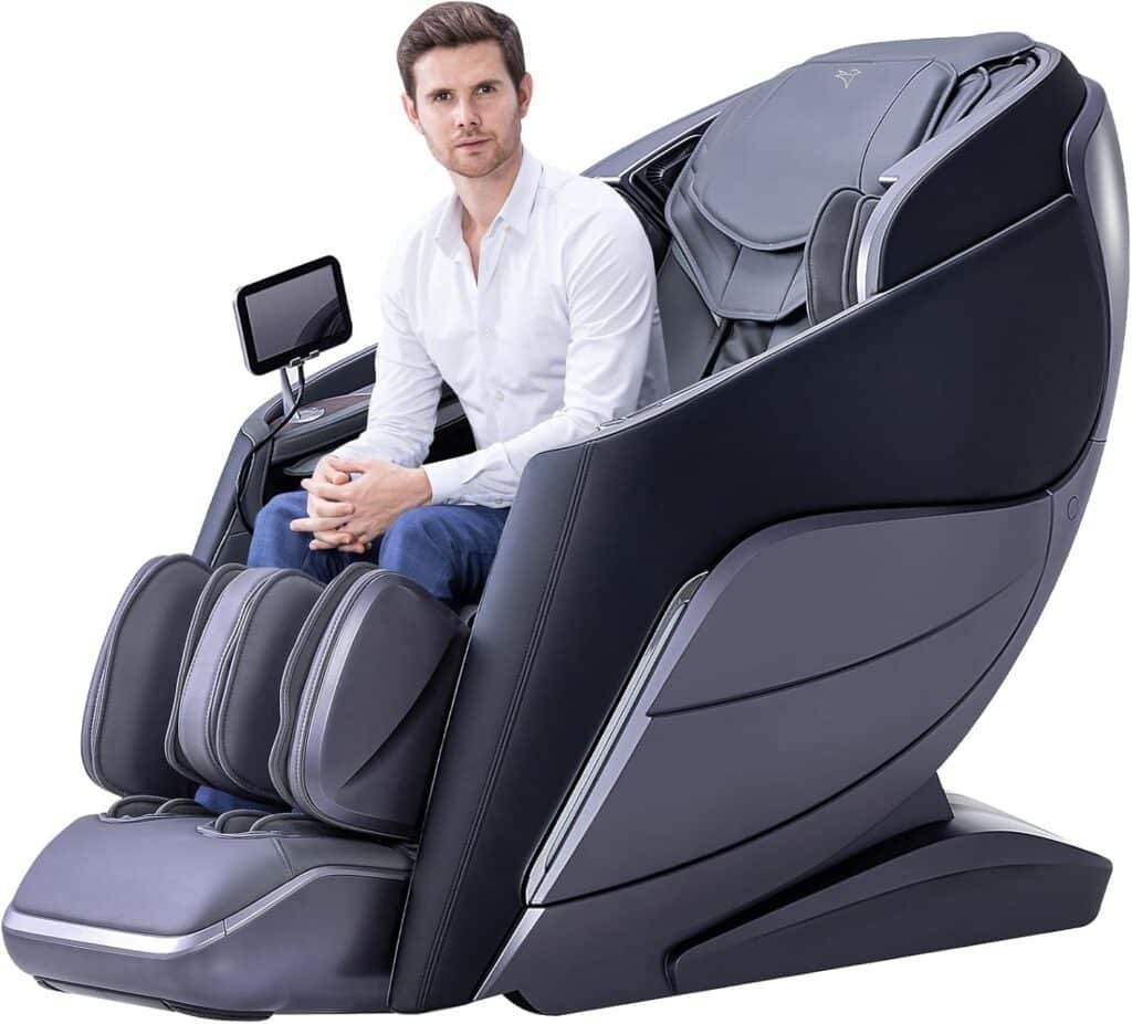 iRest A710 4D Massage Chair, Named Alfine, Full Body Shiatsu Zero Gravity Recliner with Yoga Stretching, SL Track, Automatic Calfrest Extension, Calf Kneading (Black-Closed Footrest)