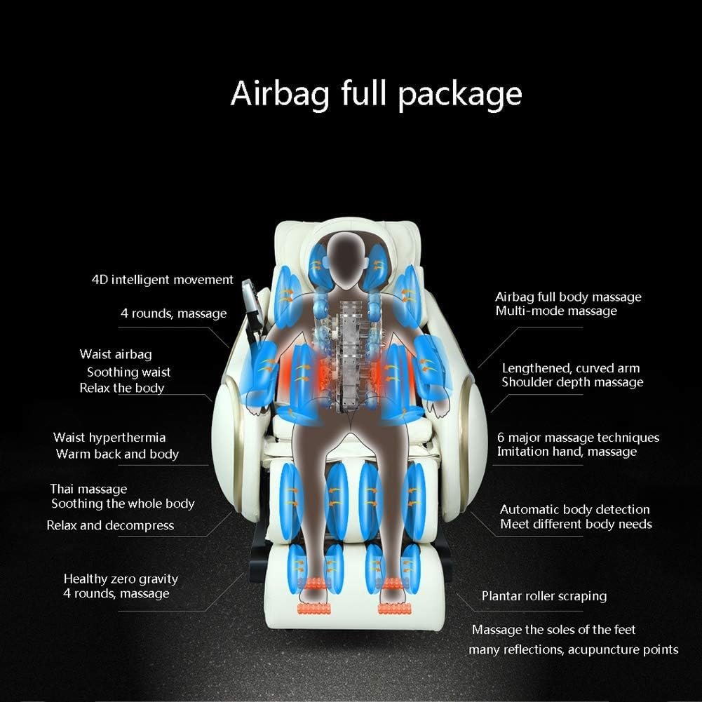 Luxury Leisure Massage Chair Massage Chair F9 4D Professional Relax shiatsu Armchair Zero Gravity Magnetic Heat System Kneading Massage Sofa Chair Elderly Office Automatic White (Color : White)