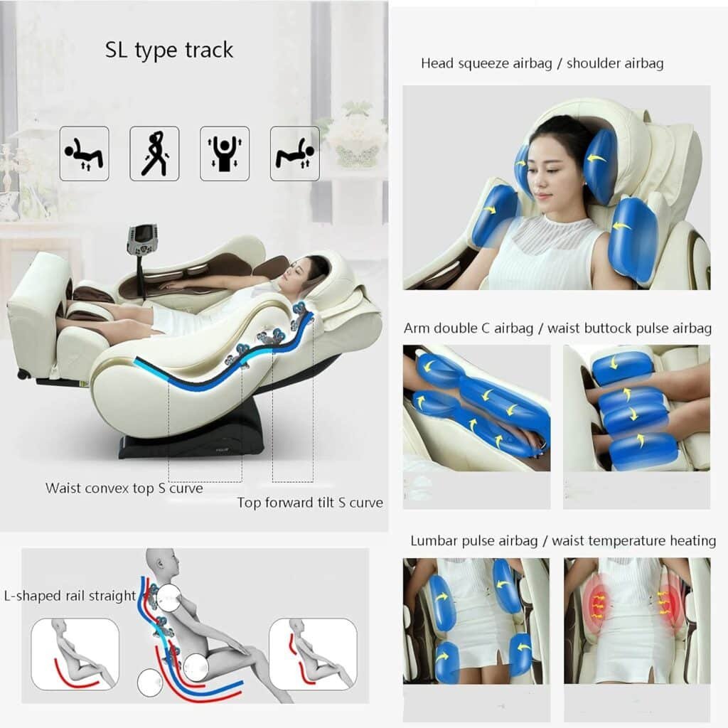 Luxury Leisure Massage Chair Massage Chair F9 4D Professional Relax shiatsu Armchair Zero Gravity Magnetic Heat System Kneading Massage Sofa Chair Elderly Office Automatic White (Color : White)