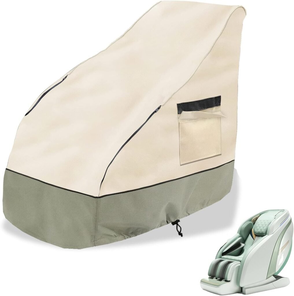 Massage Chair Cover 600D Oxford Cloth Full Body Shiatsu Massage Chair Protective Cover with Drawstring Waterproof Dustproof Massage Chair Protector Cover