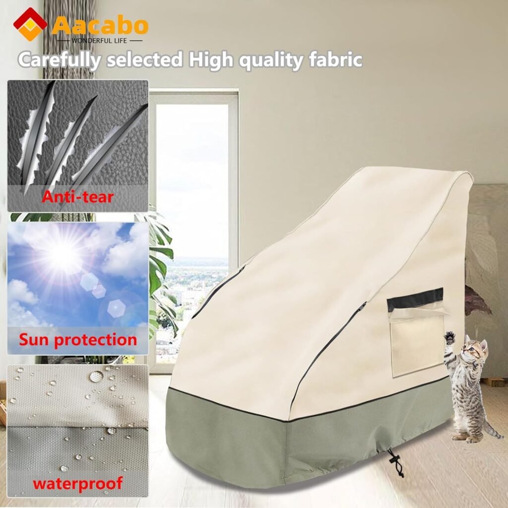 Massage Chair Cover 600D Oxford Cloth Full Body Shiatsu Massage Chair Protective Cover with Drawstring Waterproof Dustproof Massage Chair Protector Cover