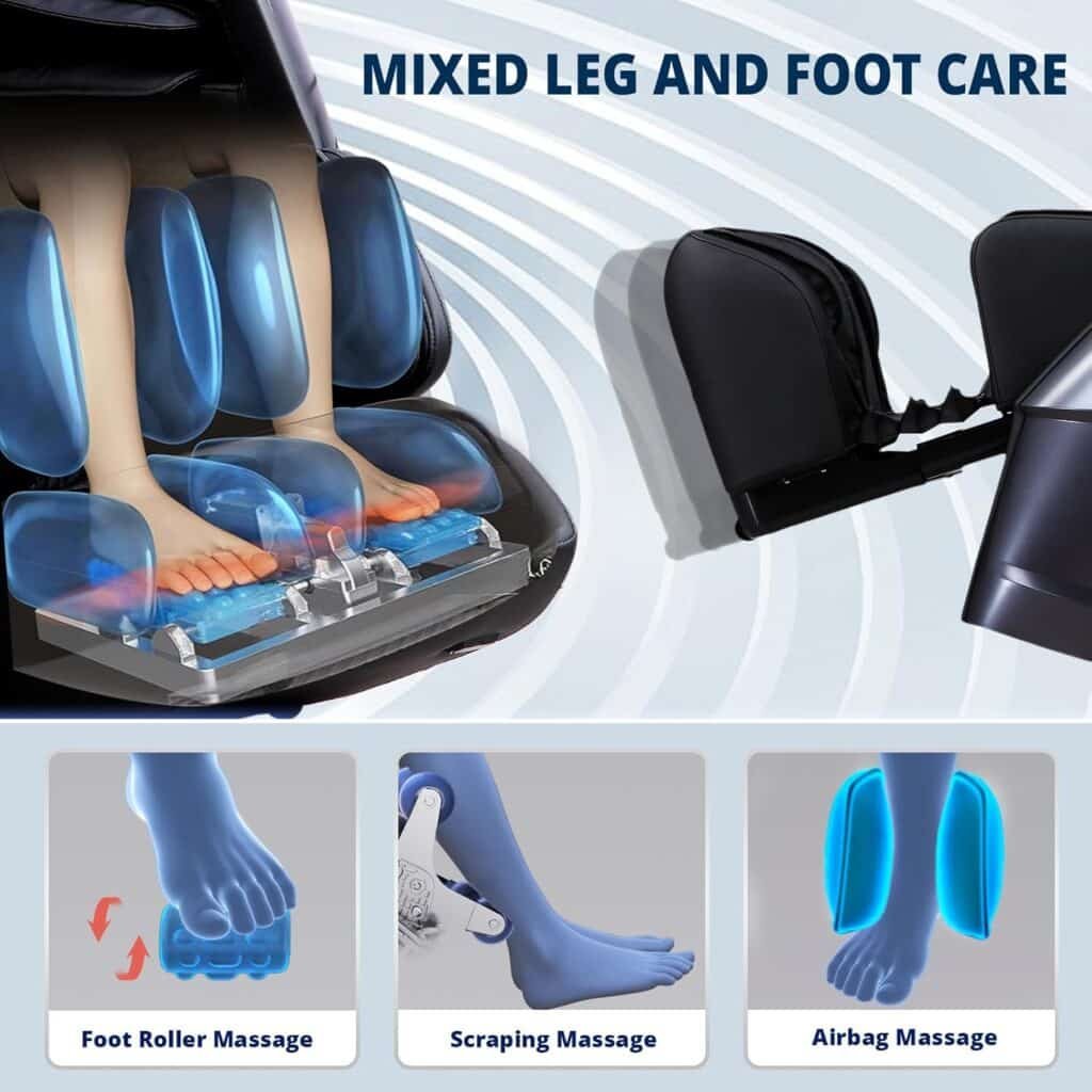 Massage Chair Full Body Zero Gravity, 55“ SL-Track,20 Auto Modes,11 Massage Technique, 40 Airbag Massage, with Yoga Stretch,APP Control, Negative Oxygen lons, Free Neck Massager（Black）