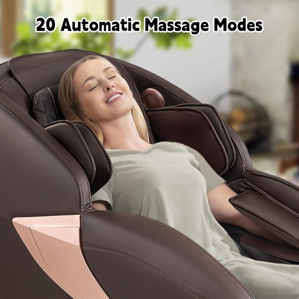 Massage Chair, Zero Gravity Full Body Extra Large Shiatsu Massage Chair w/ 14 Massage Points, Lumbar Calf Heating, 20 Auto Modes, Air Compression, Bluetooth Speaker, Touch Screen Controller