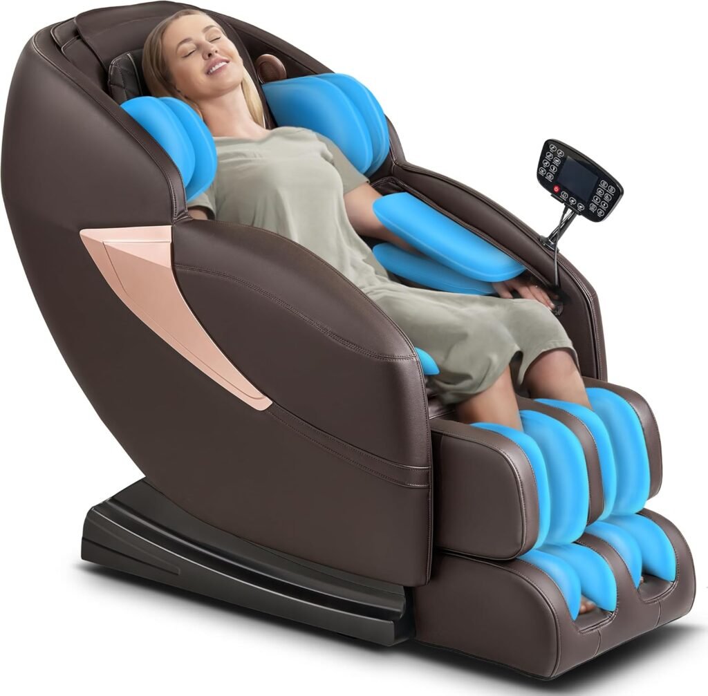 Massage Chair, Zero Gravity Full Body Extra Large Shiatsu Massage Chair w/ 14 Massage Points, Lumbar Calf Heating, 20 Auto Modes, Air Compression, Bluetooth Speaker, Touch Screen Controller