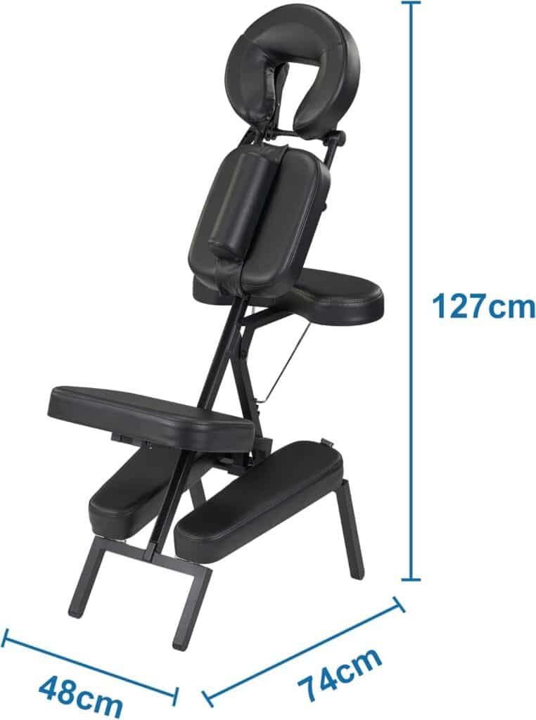 Master Massage Apollo Extra Large Size Portable Massage Chair-Lightweight Aluminum Tattoo Foldable-Sitting Posture Folding Massage Chair-with Larger Cushions and Wheels Bag-in Black