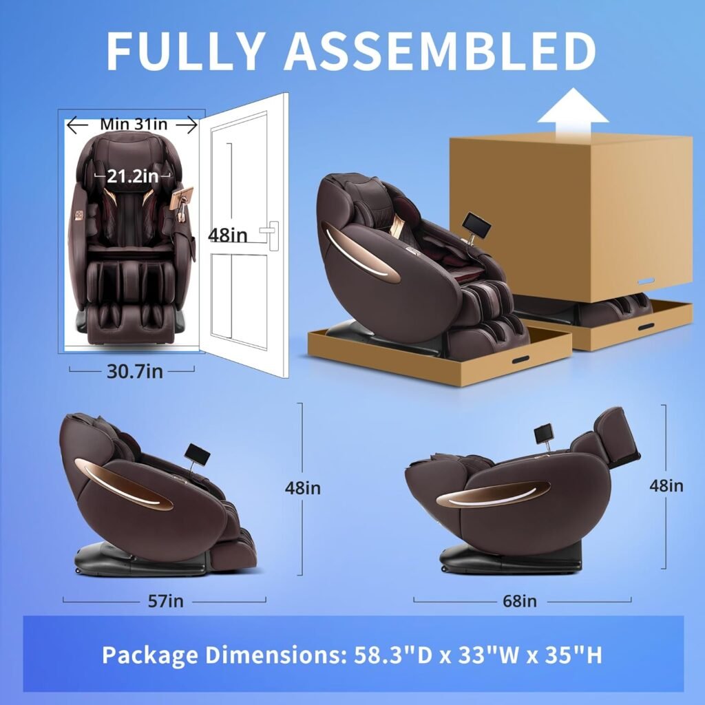 MYNTA 3D Massage Chair Full Body - SL Track Zero Gravity Massage Chairs Recliner with Calf and Dual Foot Rollers, Lumbar Heating, AI Voice Control, TFT Screen, USB Charger, Bluetooth Speaker