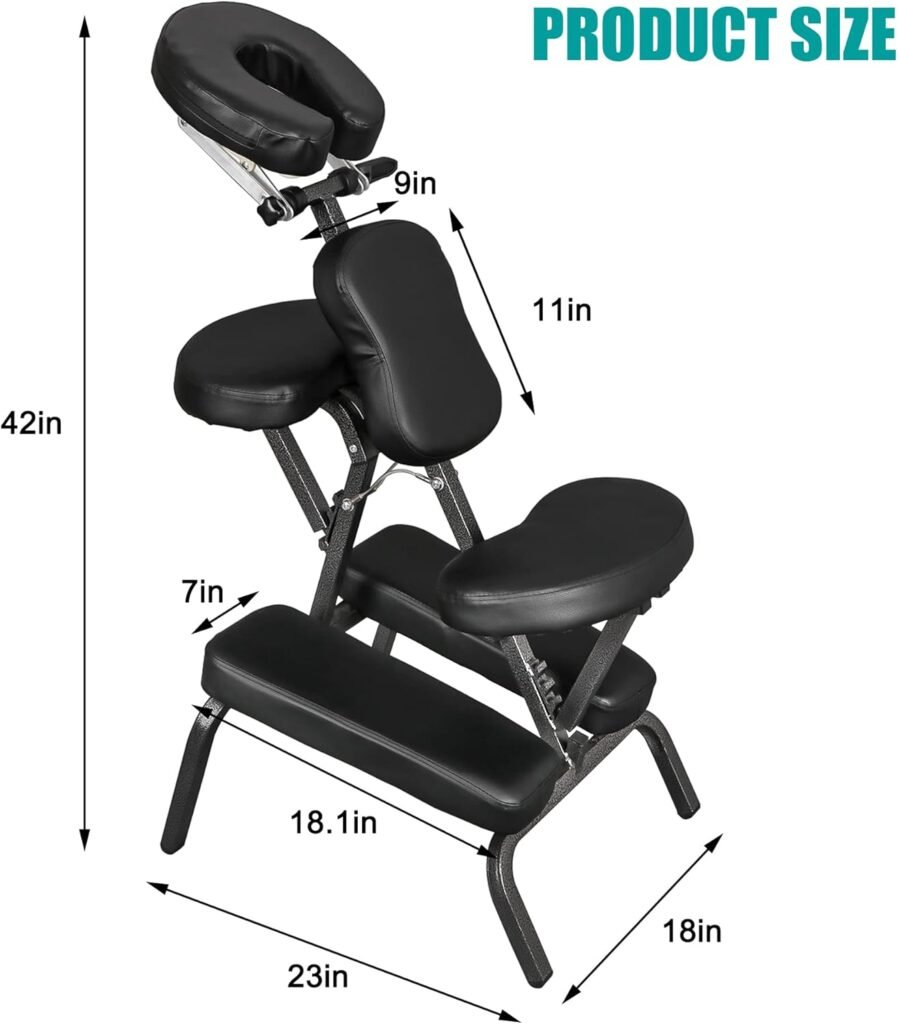 Nova Microdermabrasion Portable Massage Chair Foldable Tattoo Therapy Chair 4 Inches Thickness Sponge Face Cradle Spa Salon Massage Chair (Black)