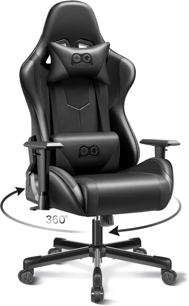 OneGame Gaming Chair, High Back Computer Leather Game Chair 155°Adjustable Backrest Swivel Ergonomic Office Gamer Chair with Lumbar Support, (White)