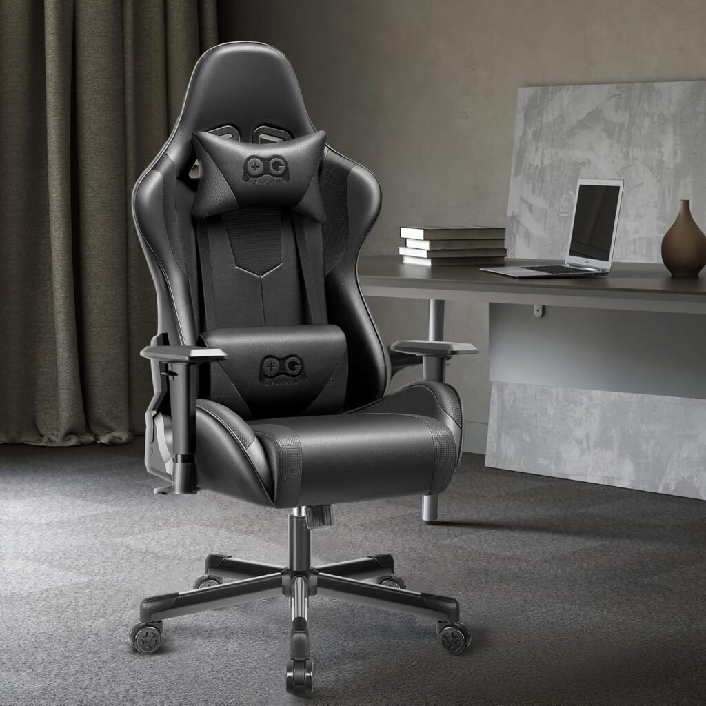 OneGame Gaming Chair, High Back Computer Leather Game Chair 155°Adjustable Backrest Swivel Ergonomic Office Gamer Chair with Lumbar Support, (White)