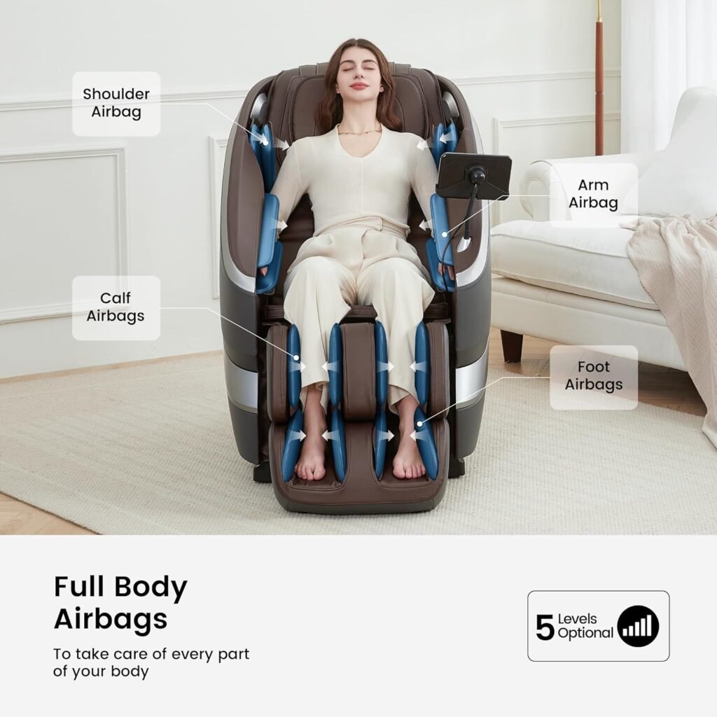 Real Relax 2024 Massage Chair Full Body of Dual-core S Track, Zero Gravity Massage Recliner Chair, FS01 Brown