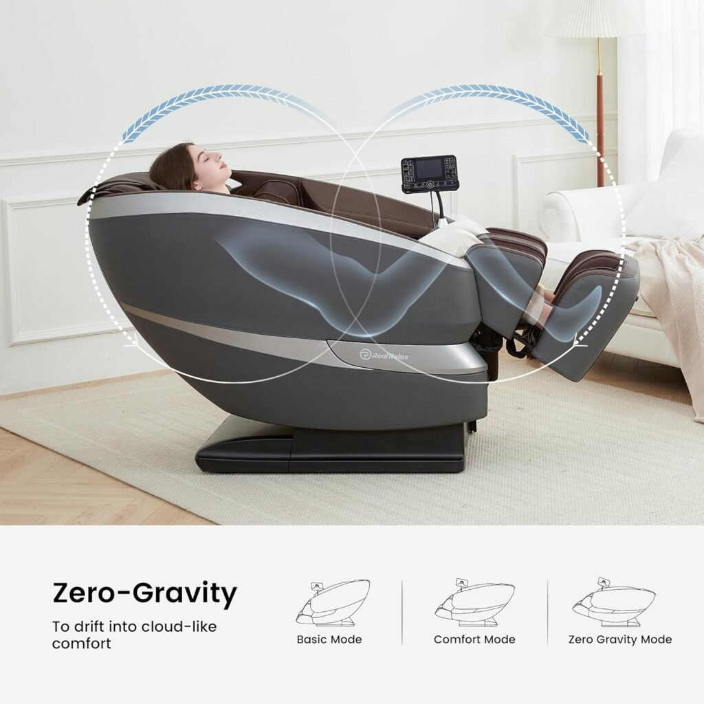 Real Relax 2024 Massage Chair Full Body of Dual-core S Track, Zero Gravity Massage Recliner Chair, FS01 Brown