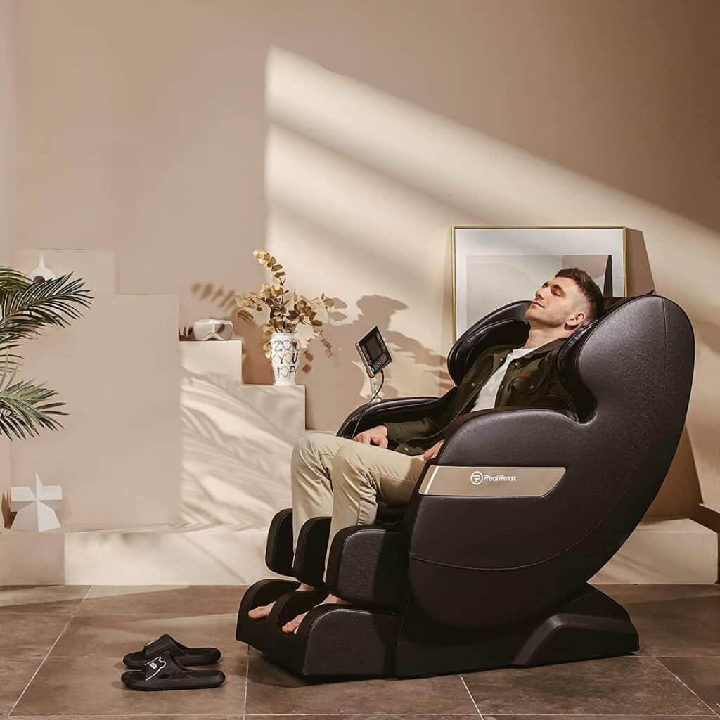 Real Relax 2024 Massage Chair of Dual-core S Track, Full Body Massage Recliner of Zero Gravity with APP Control, Black and Gray