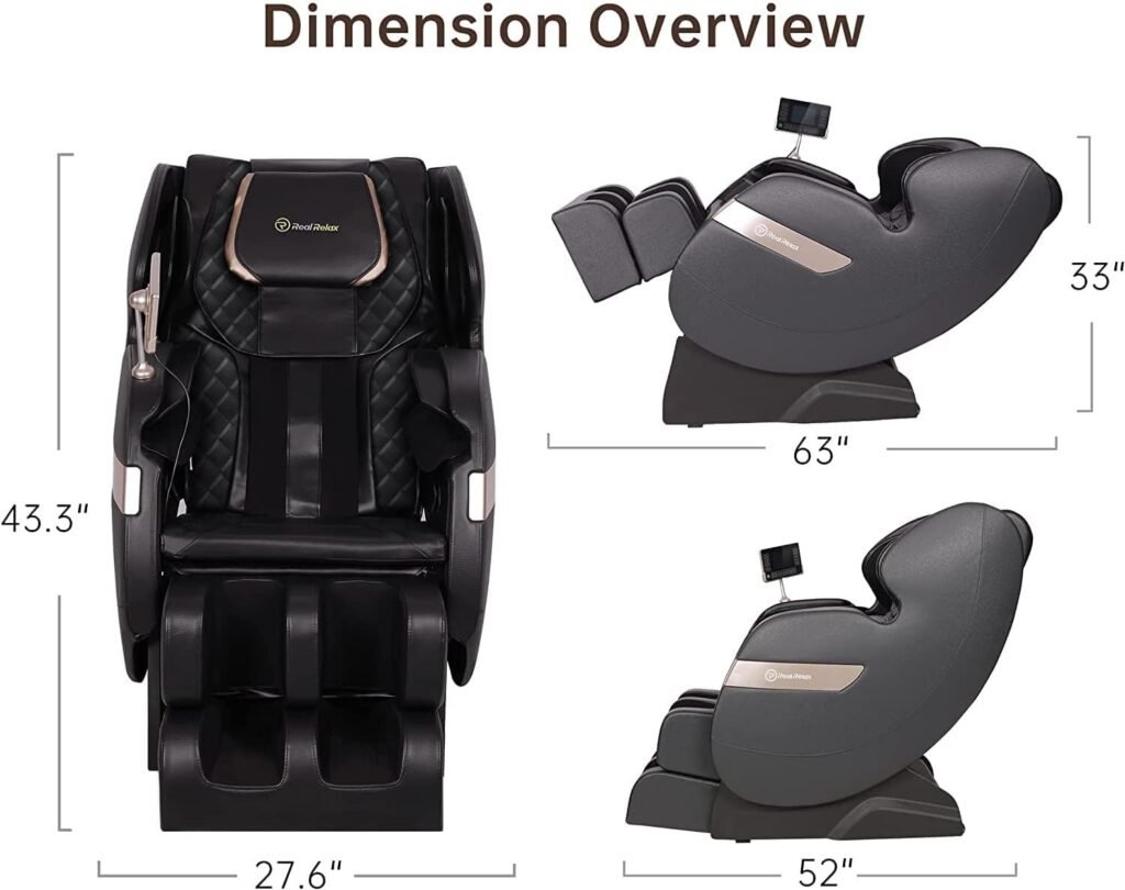 Real Relax 2024 Massage Chair of Dual-core S Track, Full Body Massage Recliner of Zero Gravity with APP Control, Black and Gray