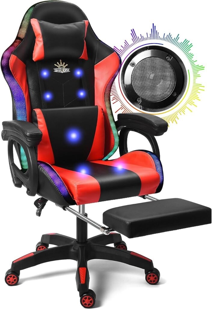 Rgb Gaming Chair With Massage Footrest And Dual Speakers Racing Computer Chair With Lumbar Support And Headrest For Adul 705x1024