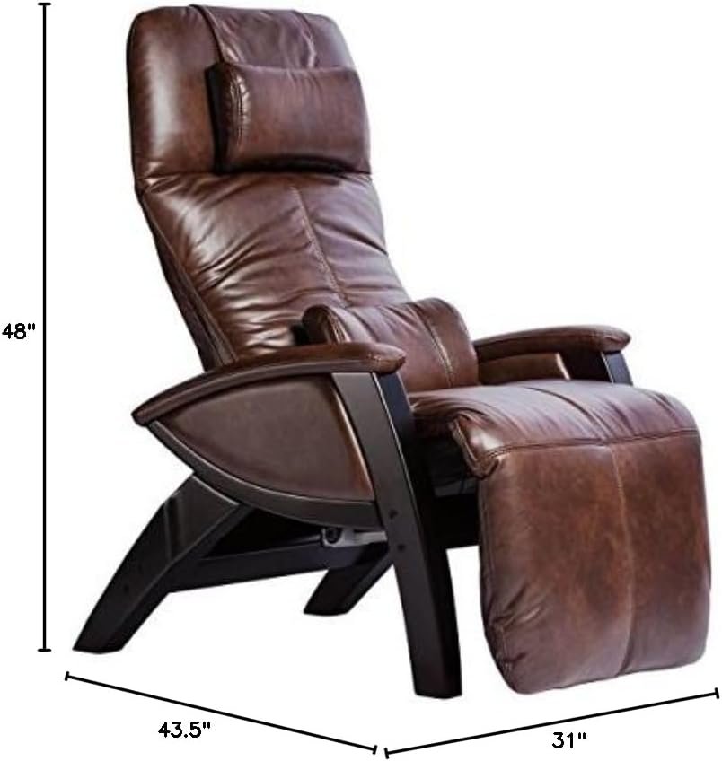 Svago ZGR Plus SV-395 Dual Power Infinite Position Zero Anti Gravity Recliner with Heat and Massage - Chestnut Faux Leat