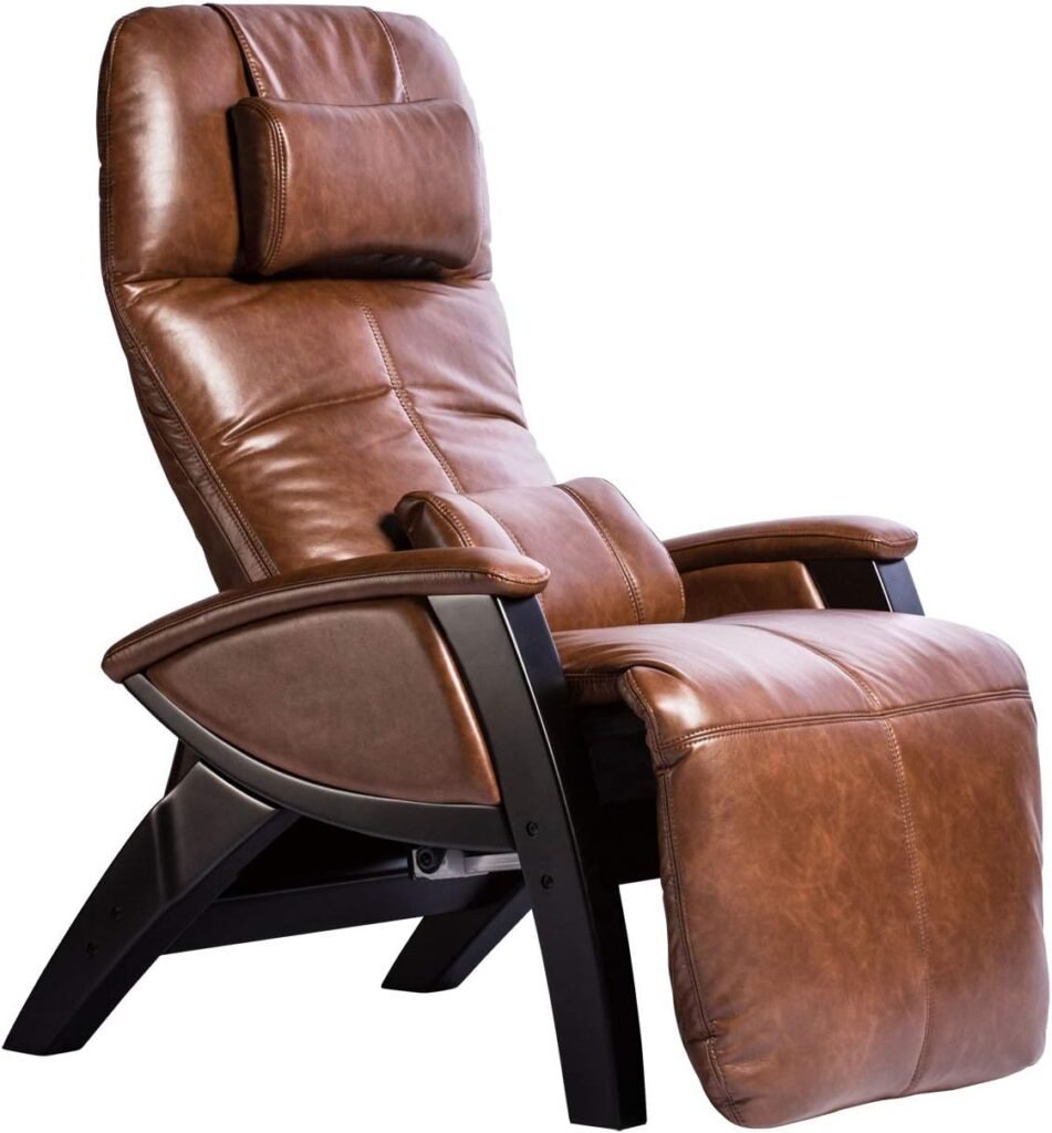 Svago ZGR Plus SV-395 Dual Power Infinite Position Zero Anti Gravity Recliner with Heat and Massage - Cognac Faux Leathe-Cognac-Standard Ground Curbside, Vinyl