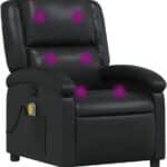 Vidaxl Black Faux Leather Massage Recliner Adjustable Manual Armchair With Vibration Massage Side Pocket And Plush Paddi 150x150