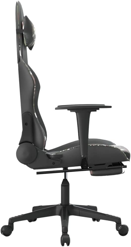 vidaXL Faux Leather Massage Gaming Chair with Adjustable Seat, Backrest and Footrest, Black and Camouflage, Modern Design, Foam Filling