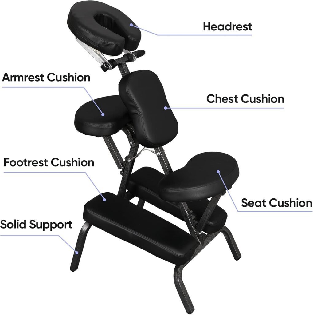 ZENY Massage Chair Portable, Tattoo Chair, 4 in Thick Foam Therapy Chair, Adjustable Spa Salon Folding Massage Chair with Face Cradle for Client, with Carring Bag