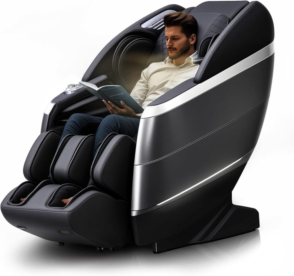 4D Massage Chair Full Body, 166° Flexible Track, 18 Modes Massage, 11 Massage Technique, 36 Airbag Massage, with Yoga Stretch, Foot Massage, Zero Gravity Massage Recliner（Black）