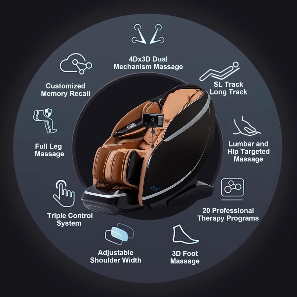 Alfine 2024 A688 Heaven Duet Massage Chair-4D  3D Dual-Mechanism Zero Gravity Recliner with Yoga Stretch and Electric Automatic Footrest Extension-Full Body Relaxation (Beige)