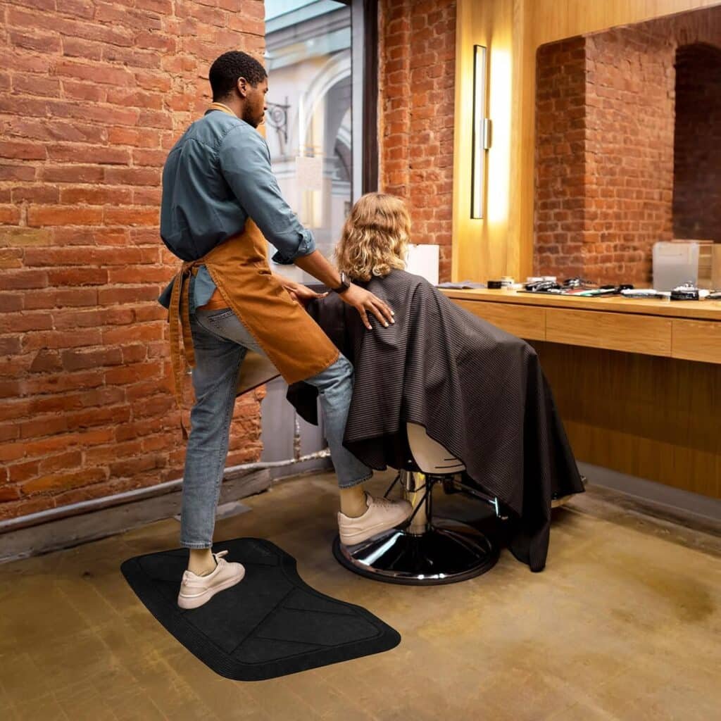 Anti Fatigue Salon Mat for Hair Stylist Anti-Slip Antique Series Salon Barber Shop Chair Floor Mat (17x32 x 5/8,Black)