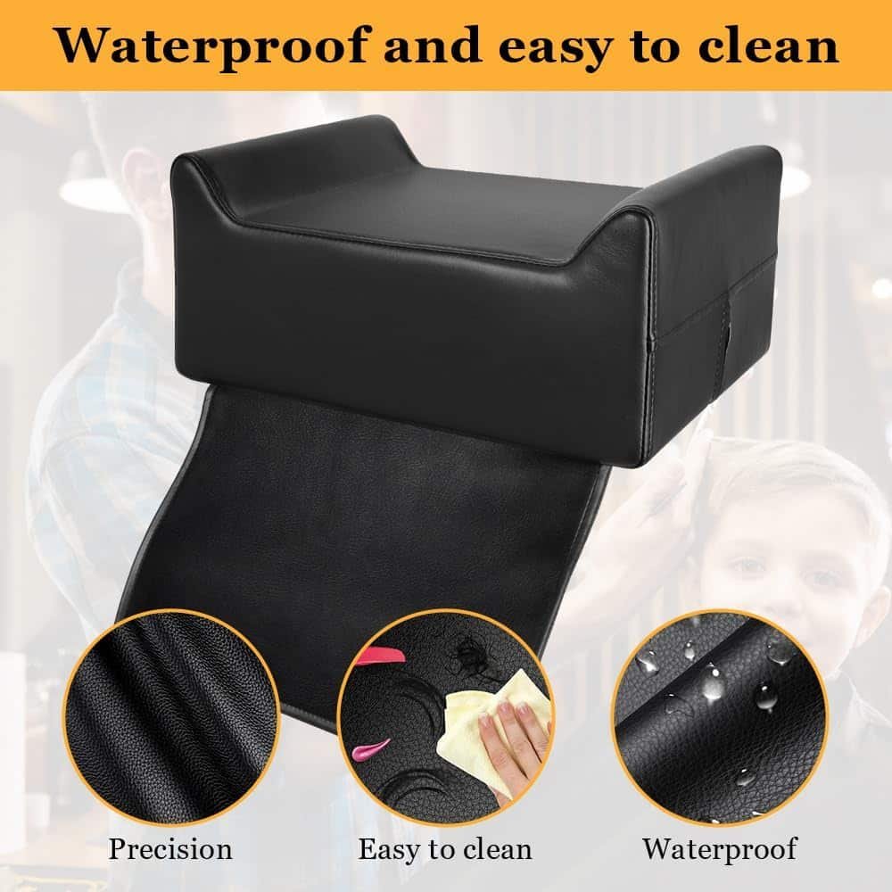 Apllamo Salon Booster Seat for Kids - Salon Booster Seat Cushion for Childrens Hair Cut,Barber Booster Seat for Salon Chair Hair Stylist,Leather Seat Cushion for Beauty Salon Spa Equipment Black