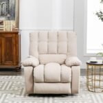 Beige Velvet Electric Power Lift Massage Recliner Chair With Lumbar Heat 8 Points Side Pockets For Living Room Solid Mod 2 150x150