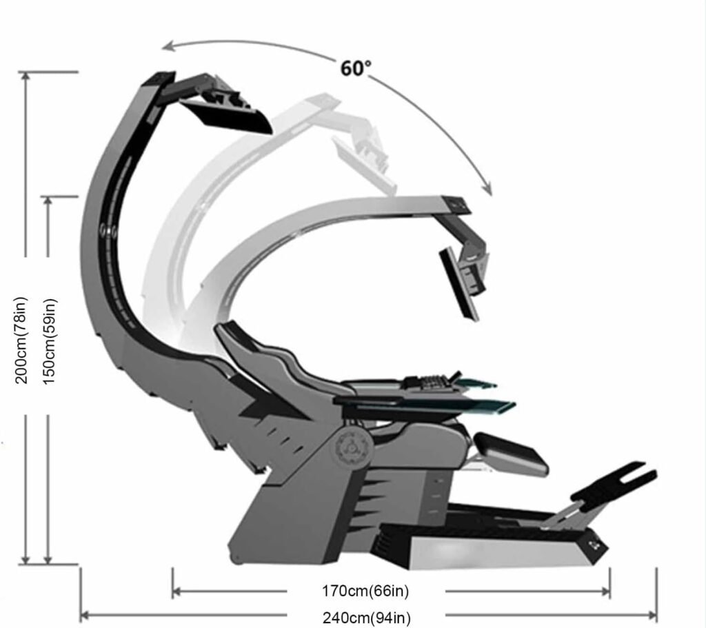 Comfortable Ergonomics Gaming Chair Gaming Ergonomic Computer Cockpit Chair with Angle Adjustment Comfortable Racing Simulator Game Chair with Zero Gravity Independent Massage Gaming Chair with Leathe